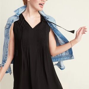 SOLD
Black Sleeveless Swing Dress with boho tie front